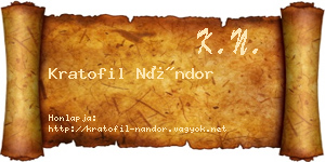 Kratofil Nándor névjegykártya
